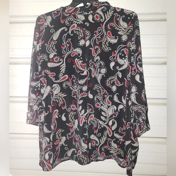 Plus Size 4X New 30/32 Paisely Print dressy black blouse women's top shirt work - Picture 5 of 5